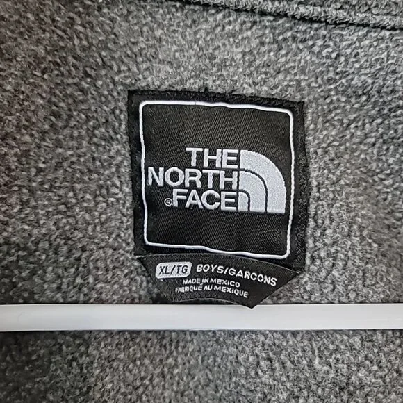 The North Face Denali Jacket Polartec Fleece Teen Boys Full Zip Black Gray XL